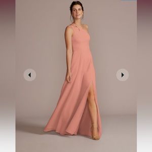 David’s bridal chiffon one-shoulder cutout bridesmaid dress